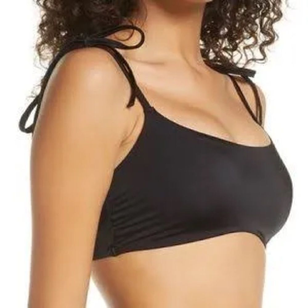 Chelsea28 Easy Retro Tie Strap Bikini Top black swimsuit bathing suit bra -XL